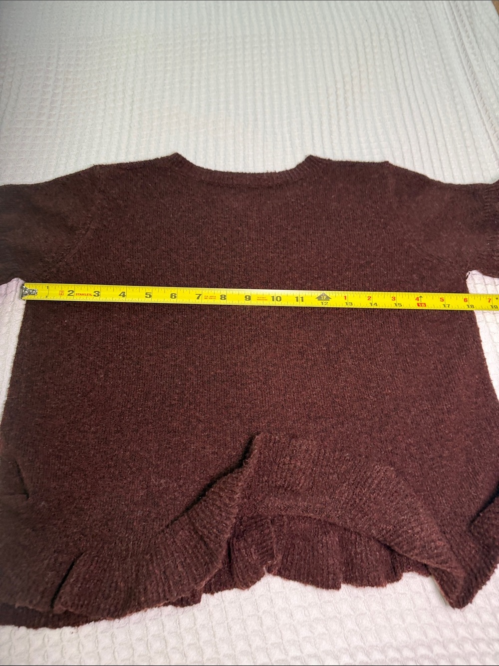 Brown Ruffle-Hem Button-Front Top size S - Picture 4 of 6